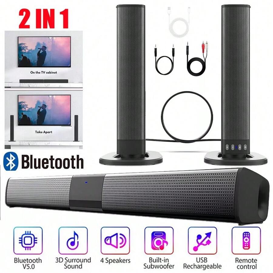Home Cinema With Wireless Rear Speakers - Soundbar Bluetooth 5.0 para TV com