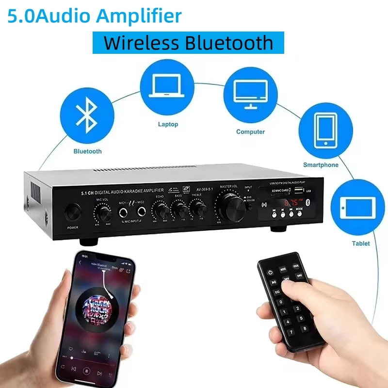 Home Cinema Audio System - AV-369BT bluetooth 5.1 som alto-falante amp