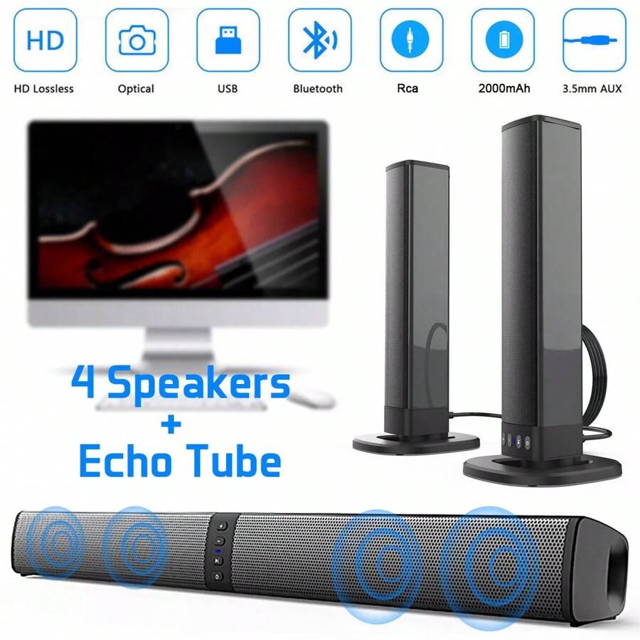 Soundbar Bluetooth 5.0 para TV - Home Cinema With Wireless Rear Speakers avaliação e preço